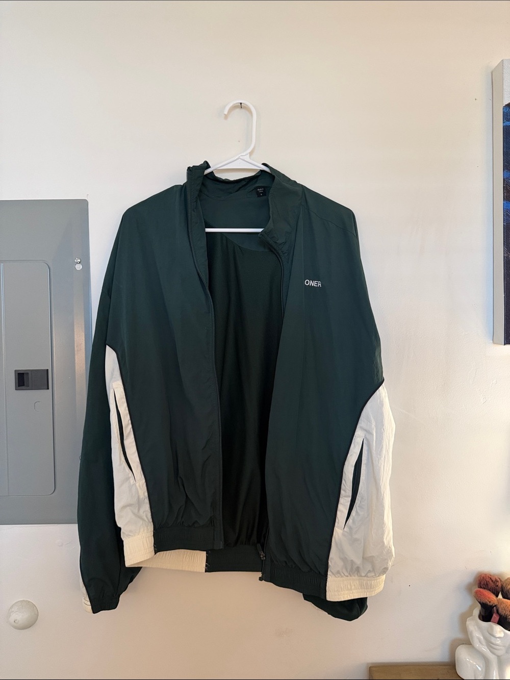 Oner Active Dark Green and White Colorblock Windbreaker